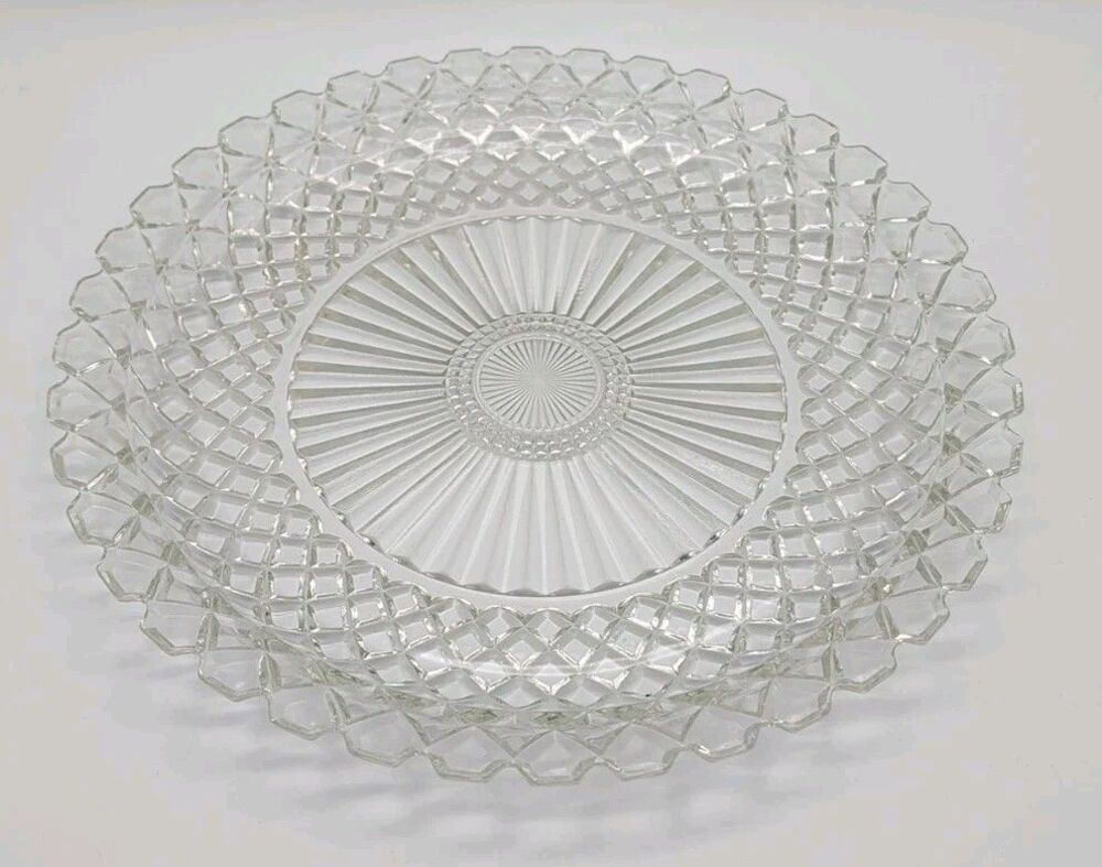 Vintage Anchor Hocking Waterford Waffle Plate Clear 14" Sandwich Cake Platter
